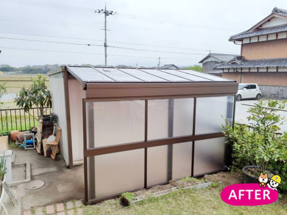 新しいサイクルポートでしっかり雨風を防ぎます